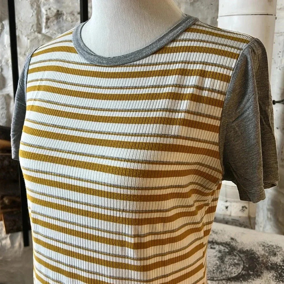 Flamingo | Contrast Sleeve Striped Tee - Picture 2 of 5